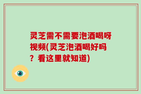 灵芝需不需要泡酒喝呀视频(灵芝泡酒喝好吗？看这里就知道)