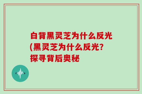 白背黑灵芝为什么反光(黑灵芝为什么反光？探寻背后奥秘