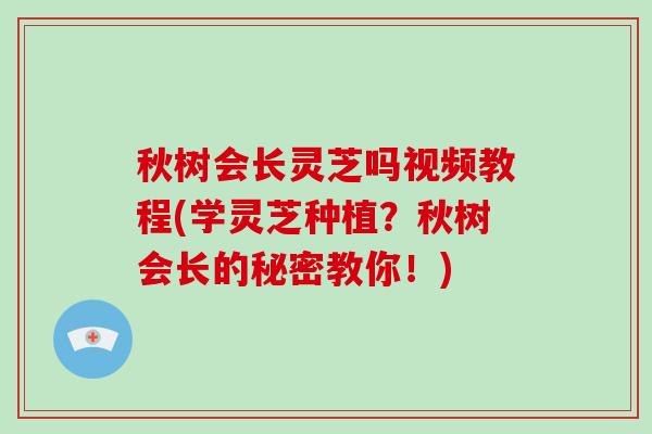 秋树会长灵芝吗视频教程(学灵芝种植?秋树会长的秘密教你!)-第1张图片-灵芝大师 秋树会长灵芝吗视频教程(学灵芝种植?秋树会长的秘密教你!)-第1张图片-灵芝大师