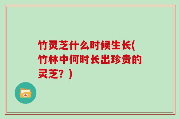 竹灵芝什么时候生长(竹林中何时长出珍贵的灵芝？)