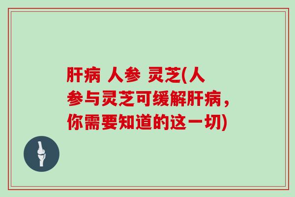 肝病 人参 灵芝(人参与灵芝可缓解肝病，你需要知道的这一切)