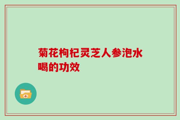 菊花枸杞灵芝人参泡水喝的功效