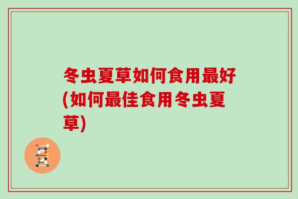 冬虫夏草如何食用最好(如何最佳食用冬虫夏草)