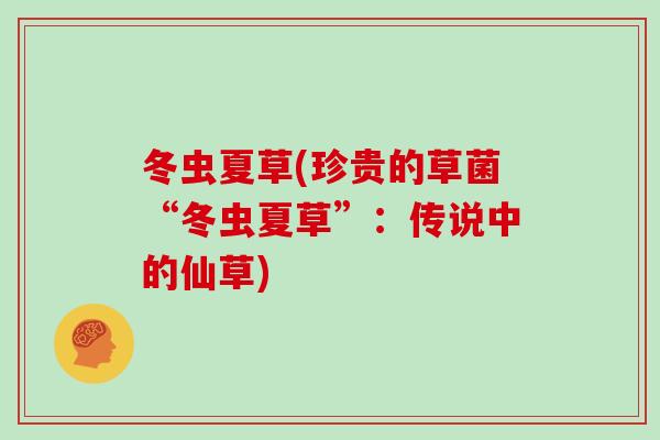 冬虫夏草(珍贵的草菌“冬虫夏草”：传说中的仙草)