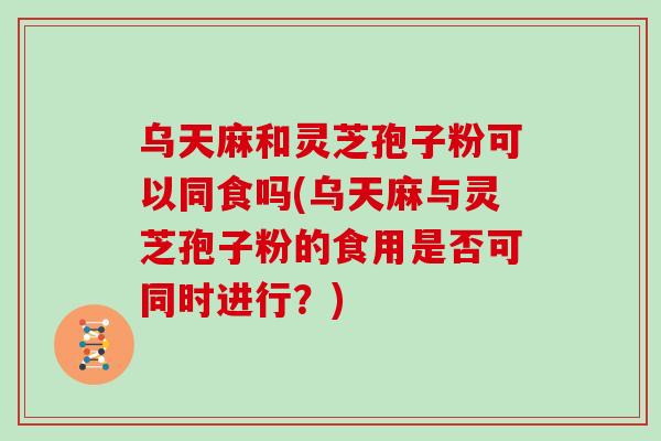 乌天麻和灵芝孢子粉可以同食吗(乌天麻与灵芝孢子粉的食用是否可同时进行?)-第1张图片-灵芝大师 乌天麻和灵芝孢子粉可以同食吗(乌天麻与灵芝孢子粉的食用是否可同时进行?)-第1张图片-灵芝大师