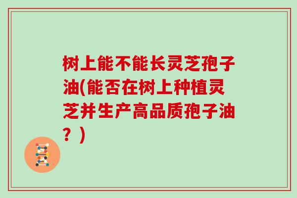 树上能不能长灵芝孢子油(能否在树上种植灵芝并生产高品质孢子油？)