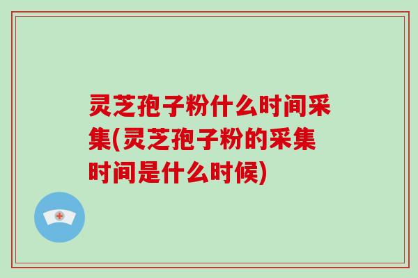 灵芝孢子粉什么时间采集(灵芝孢子粉的采集时间是什么时候)-第1张图片-灵芝大师