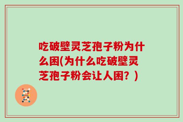 吃破壁灵芝孢子粉为什么困(为什么吃破壁灵芝孢子粉会让人困？)