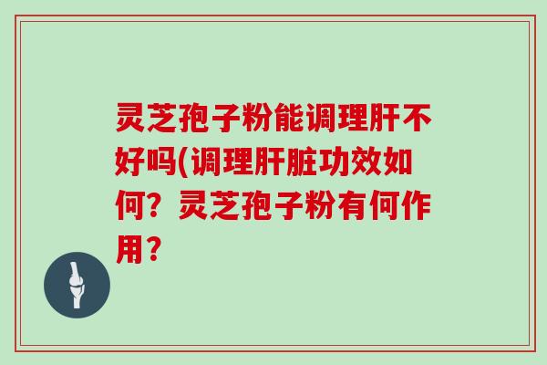 灵芝孢子粉能调理肝不好吗(调理肝脏功效如何？灵芝孢子粉有何作用？