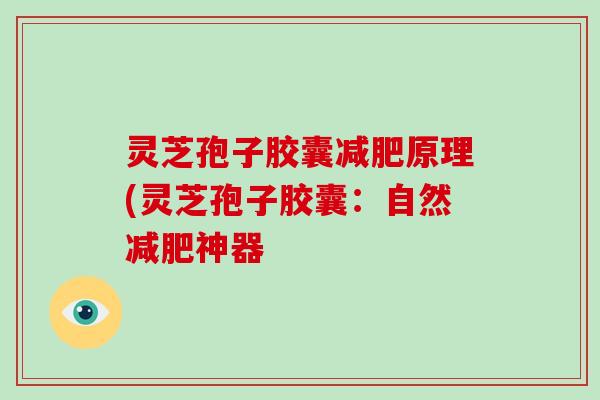 灵芝孢子胶囊减肥原理(灵芝孢子胶囊：自然减肥神器