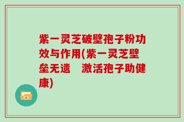 紫一灵芝破壁孢子粉功效与作用(紫一灵芝壁垒无遗　激活孢子助健康)