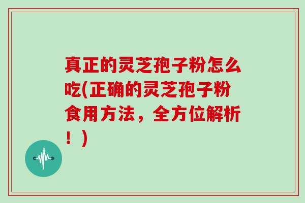 真正的灵芝孢子粉怎么吃(正确的灵芝孢子粉食用方法,全方位解析!)-第1张图片-灵芝大师 真正的灵芝孢子粉怎么吃(正确的灵芝孢子粉食用方法,全方位解析!)-第1张图片-灵芝大师