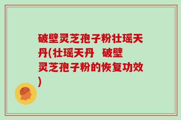破壁灵芝孢子粉壮瑶天丹(壮瑶天丹  破壁灵芝孢子粉的恢复功效)