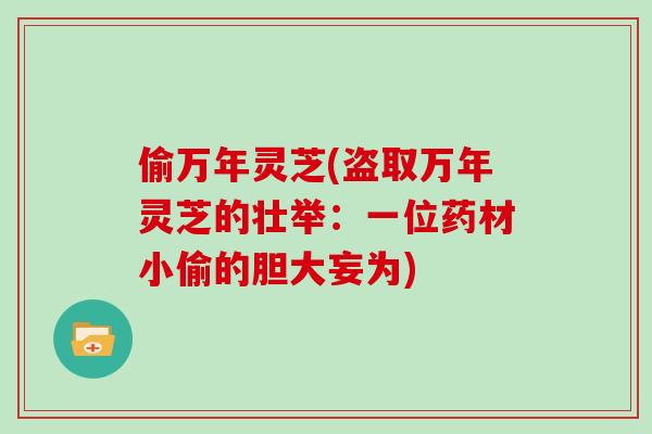 偷万年灵芝(盗取万年灵芝的壮举：一位药材小偷的胆大妄为)