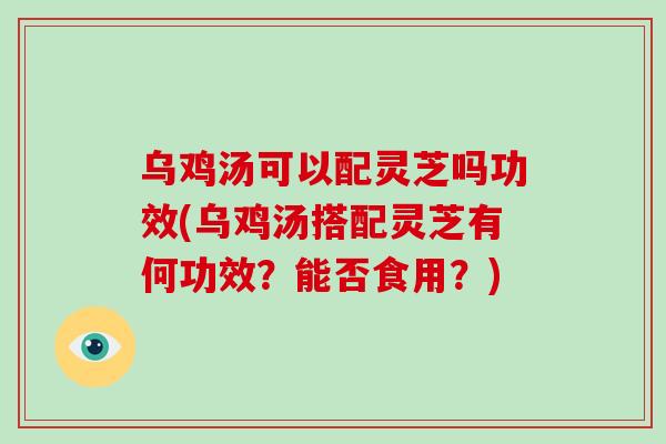 乌鸡汤可以配灵芝吗功效(乌鸡汤搭配灵芝有何功效？能否食用？)