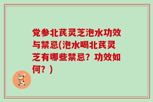 党参北芪灵芝泡水功效与禁忌(泡水喝北芪灵芝有哪些禁忌？功效如何？)