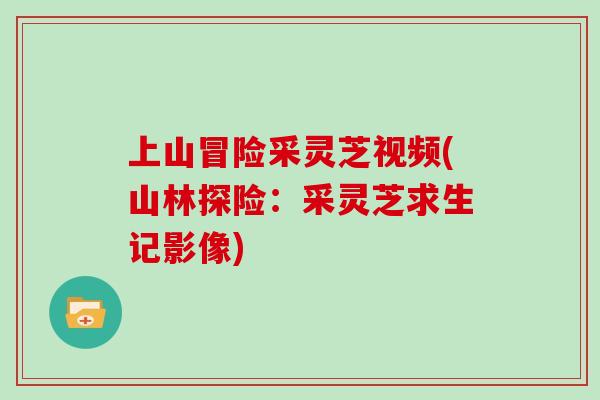 上山冒险采灵芝视频(山林探险：采灵芝求生记影像)