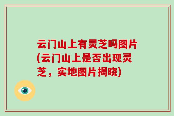 云门山上有灵芝吗图片(云门山上是否出现灵芝，实地图片揭晓)