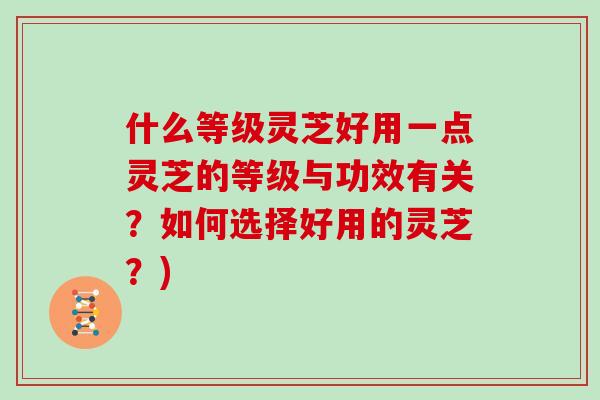 什么等级灵芝好用一点灵芝的等级与功效有关？如何选择好用的灵芝？)