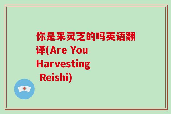 你是采灵芝的吗英语翻译(Are You Harvesting Reishi)