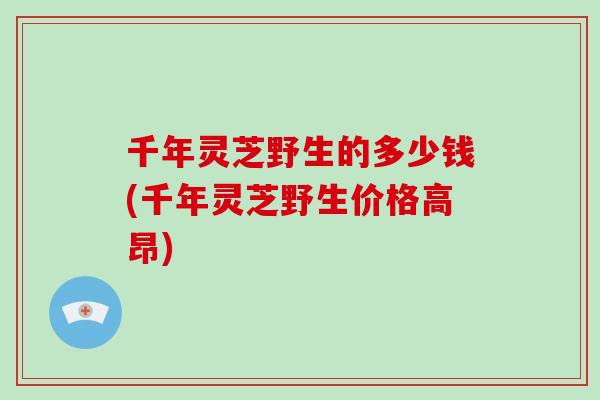 千年灵芝野生的多少钱(千年灵芝野生价格高昂)