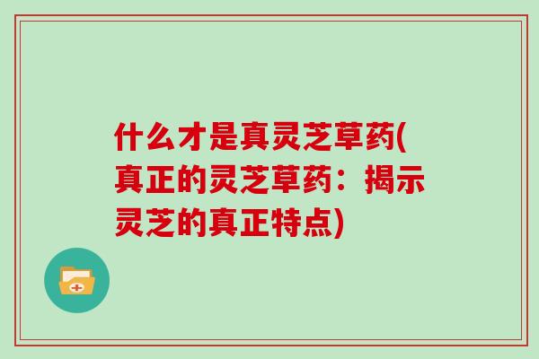 什么才是真灵芝草药(真正的灵芝草药:揭示灵芝的真正特点)-第1张图片-灵芝大师 什么才是真灵芝草药(真正的灵芝草药:揭示灵芝的真正特点)-第1张图片-灵芝大师
