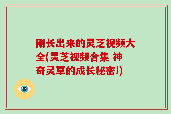 刚长出来的灵芝视频大全(灵芝视频合集 神奇灵草的成长秘密!)-第1张图片-灵芝大师 刚长出来的灵芝视频大全(灵芝视频合集 神奇灵草的成长秘密!)-第1张图片-灵芝大师