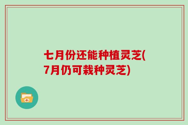七月份还能种植灵芝(7月仍可栽种灵芝)