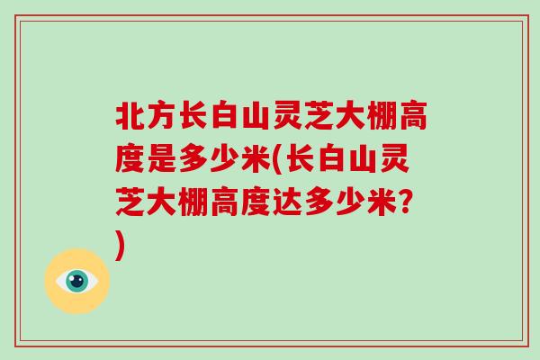 北方长白山灵芝大棚高度是多少米(长白山灵芝大棚高度达多少米？)