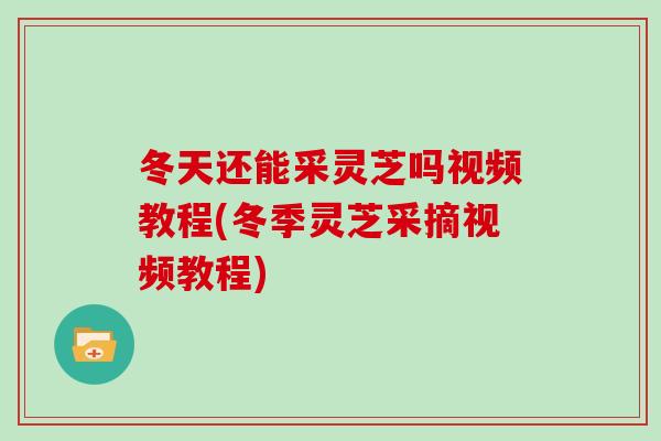 冬天还能采灵芝吗视频教程(冬季灵芝采摘视频教程)