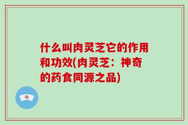 什么叫肉灵芝它的作用和功效(肉灵芝：神奇的药食同源之品)