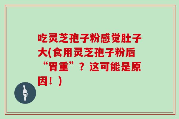 吃灵芝孢子粉感觉肚子大(食用灵芝孢子粉后“胃重”?这可能是原因!)-第1张图片-灵芝大师 吃灵芝孢子粉感觉肚子大(食用灵芝孢子粉后“胃重”?这可能是原因!)-第1张图片-灵芝大师