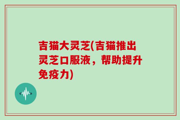 吉猫大灵芝(吉猫推出灵芝口服液，帮助提升免疫力)