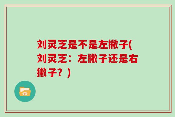 刘灵芝是不是左撇子(刘灵芝:左撇子还是右撇子?)-第1张图片-灵芝大师 刘灵芝是不是左撇子(刘灵芝:左撇子还是右撇子?)-第1张图片-灵芝大师