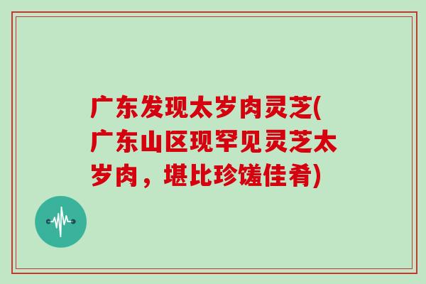 广东发现太岁肉灵芝(广东山区现罕见灵芝太岁肉，堪比珍馐佳肴)