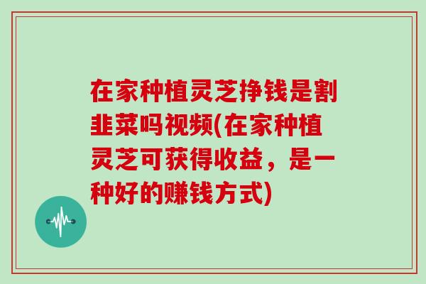 在家种植灵芝挣钱是割韭菜吗视频(在家种植灵芝可获得收益，是一种好的赚钱方式)