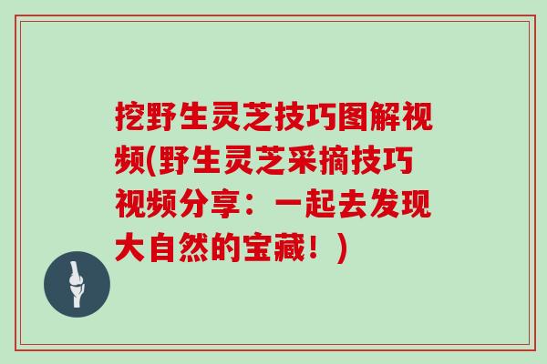 挖野生灵芝技巧图解视频(野生灵芝采摘技巧视频分享：一起去发现大自然的宝藏！)