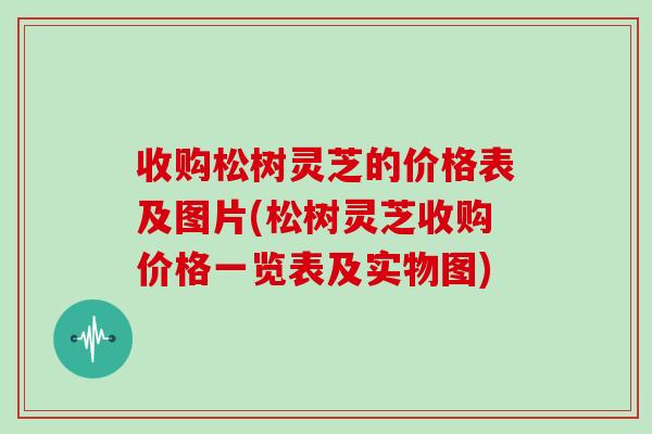 收购松树灵芝的价格表及图片(松树灵芝收购价格一览表及实物图)