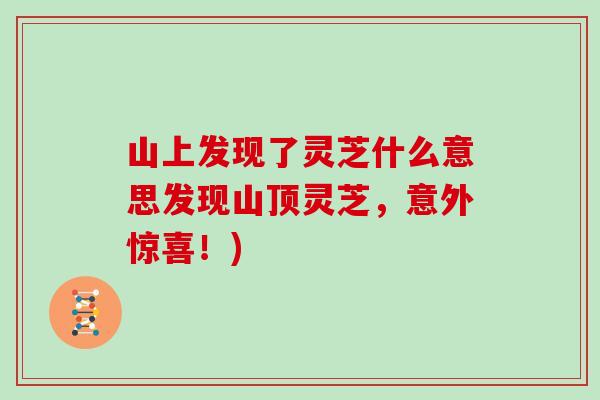 山上发现了灵芝什么意思发现山顶灵芝，意外惊喜！)