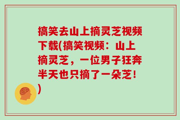 搞笑去山上摘灵芝视频下载(搞笑视频：山上摘灵芝，一位男子狂奔半天也只摘了一朵芝！)