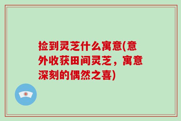 捡到灵芝什么寓意(意外收获田间灵芝，寓意深刻的偶然之喜)