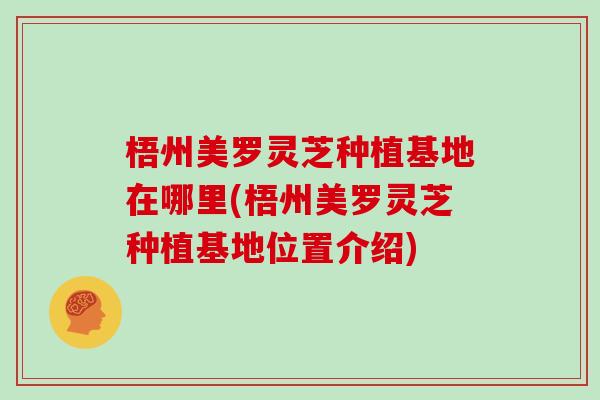 梧州美罗灵芝种植基地在哪里(梧州美罗灵芝种植基地位置介绍)