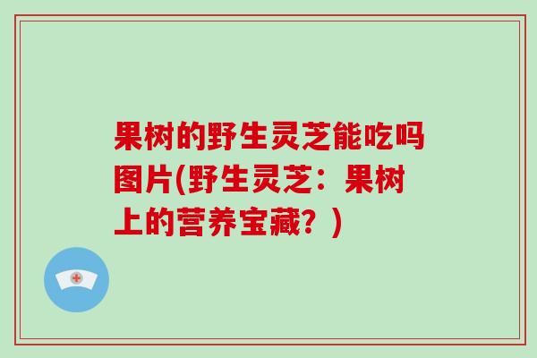果树的野生灵芝能吃吗图片(野生灵芝:果树上的营养宝藏?)-第1张图片-灵芝大师 果树的野生灵芝能吃吗图片(野生灵芝:果树上的营养宝藏?)-第1张图片-灵芝大师
