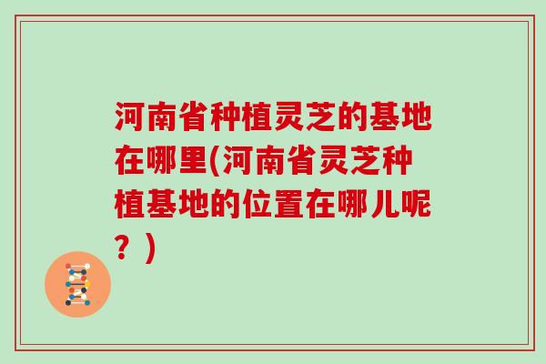 河南省种植灵芝的基地在哪里(河南省灵芝种植基地的位置在哪儿呢?)-第1张图片-灵芝大师 河南省种植灵芝的基地在哪里(河南省灵芝种植基地的位置在哪儿呢?)-第1张图片-灵芝大师
