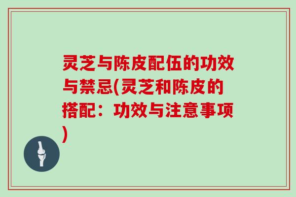 灵芝与陈皮配伍的功效与禁忌(灵芝和陈皮的搭配：功效与注意事项)