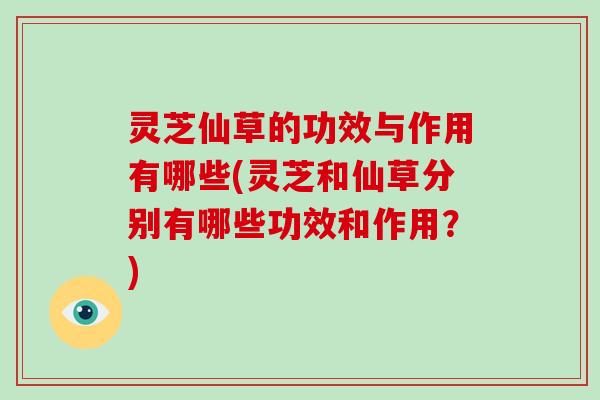灵芝仙草的功效与作用有哪些(灵芝和仙草分别有哪些功效和作用？)