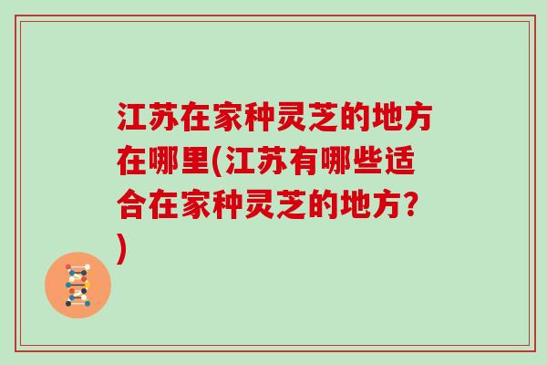 江苏在家种灵芝的地方在哪里(江苏有哪些适合在家种灵芝的地方？)