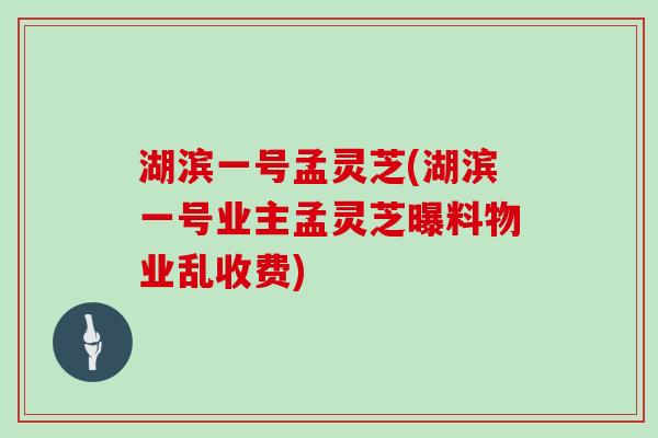 湖滨一号孟灵芝(湖滨一号业主孟灵芝曝料物业乱收费)