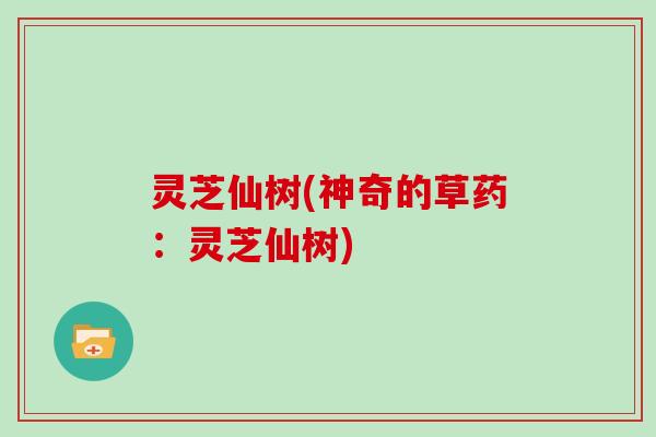 灵芝仙树(神奇的草药：灵芝仙树)