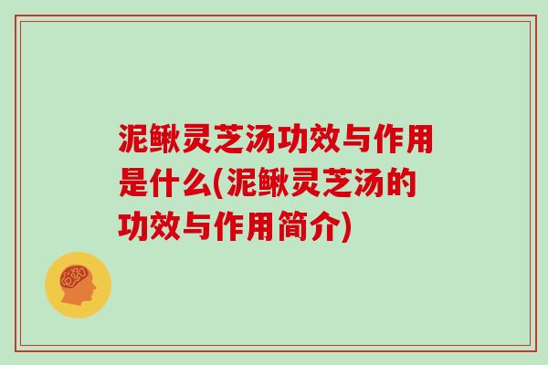 泥鳅灵芝汤功效与作用是什么(泥鳅灵芝汤的功效与作用简介)